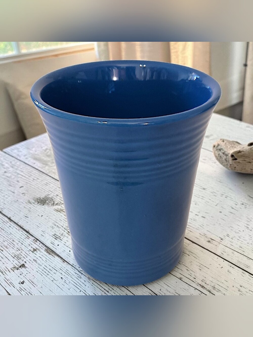 Vtg Fiesta Utensil Crock Holder Canister Homer Laughlin Lapis Blue Pottery